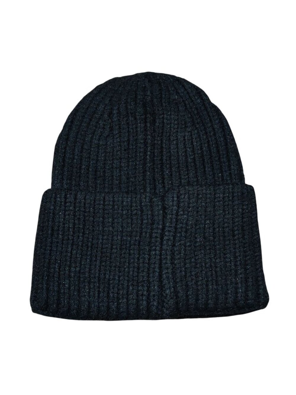 Steve Madden Beanie Black Rib Knit Cuffed Watch Cap Minimalist Street Style Hat